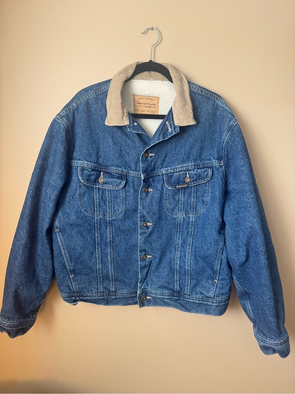DENVER HAYES Men's Vintage Sherpa Lined Denim Chore Jacket Made in Canada 46